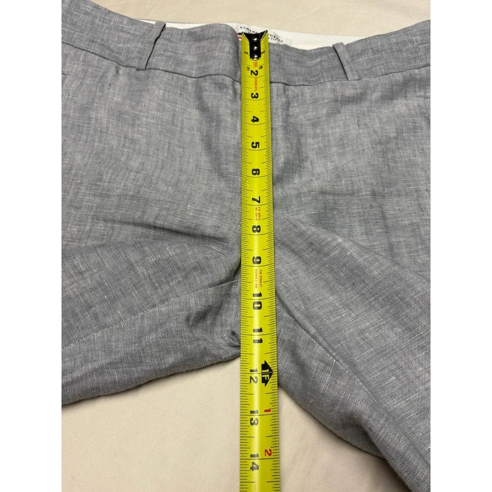 Banana Republic Martin Fit Grey 100% Linen Wide Trousers Pants Womens 8 W32‎ L33
